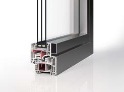 Profilquerschnitt Kunststoff-Aluminium-Fenster PaXabsolut 4 Alublend flächenbündig